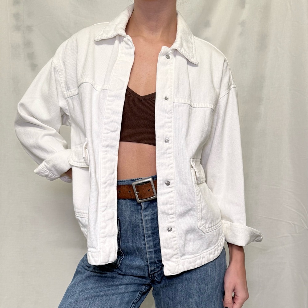 Stradivarius White Denim Jacket